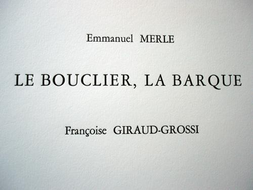 Le bouclier, la barque